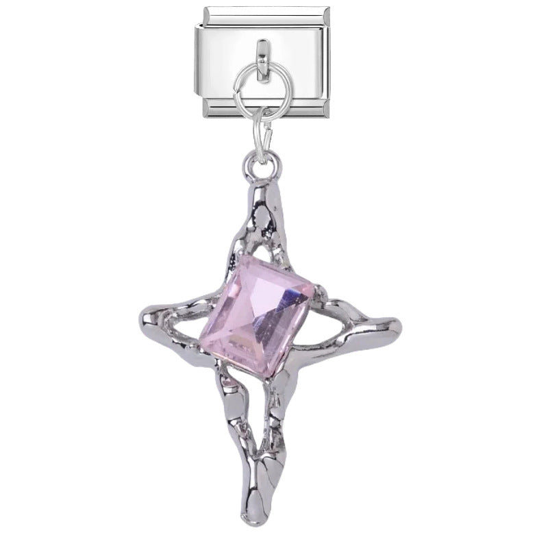 Wholesale Stylish DIY Bracelet Kit Titanium Steel Purple Pink Butterfly Star Charms Jewelry Accessory
