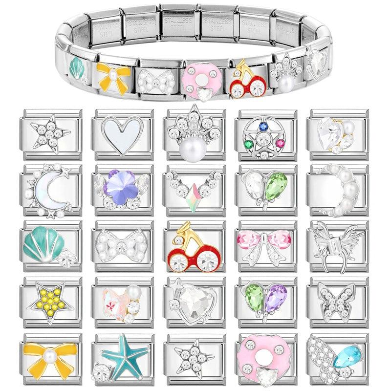 Wholesale Italian Charm Bracelet 9mm DIY Splicing Removable Stainless Steel Insect Series Composable Bracelet