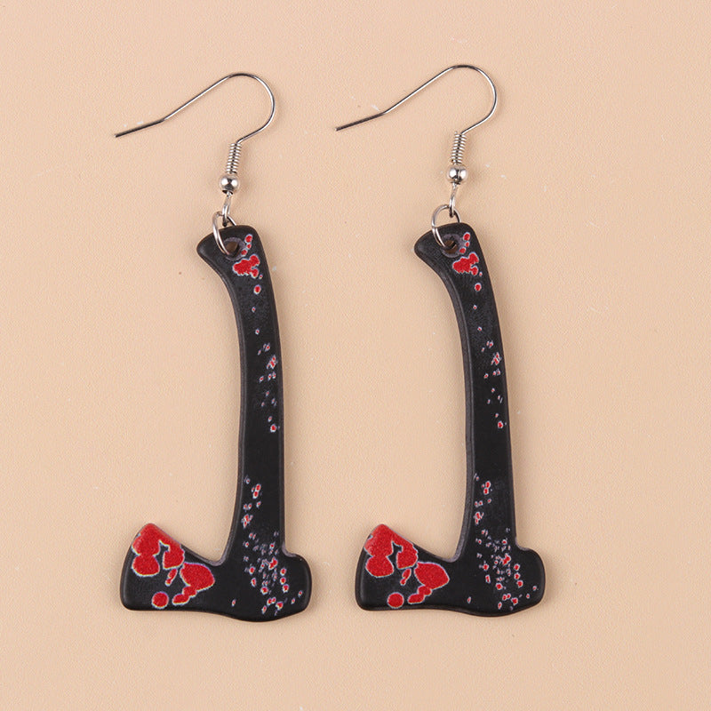Wholesale  Halloween Acrylic Earrings Blood Mirror Dagger Chopper Axe Earrings