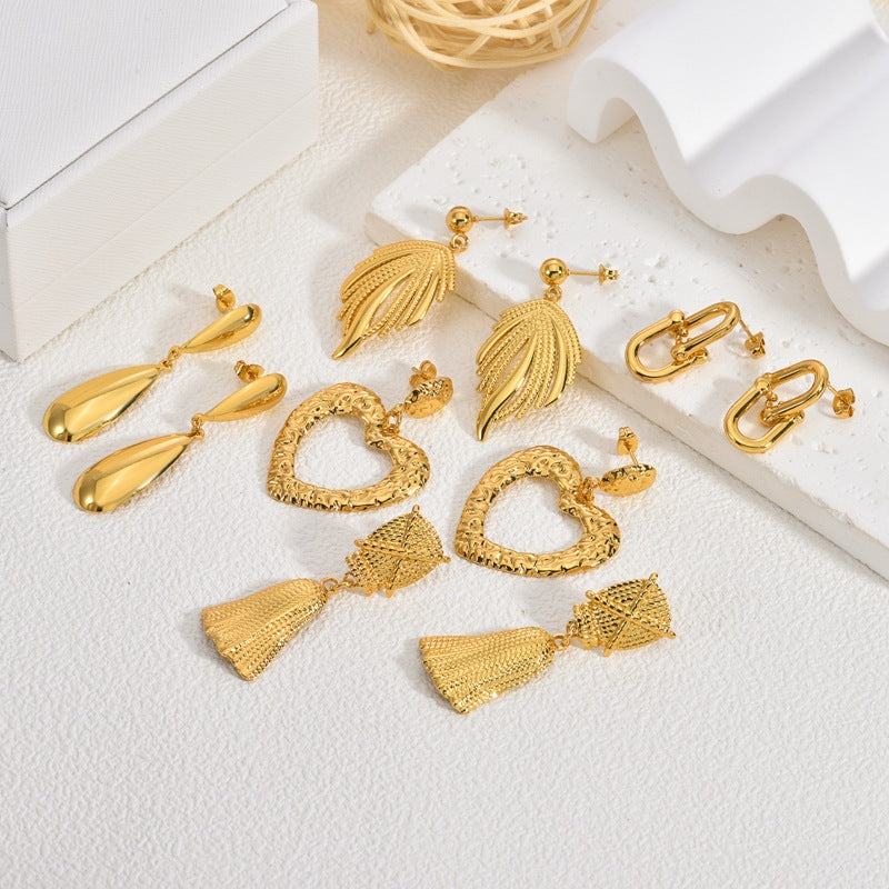 Wholesale 18K Gold Plated Heart Wing Earrings Bohemian Style Fashion Jewelry Accessory