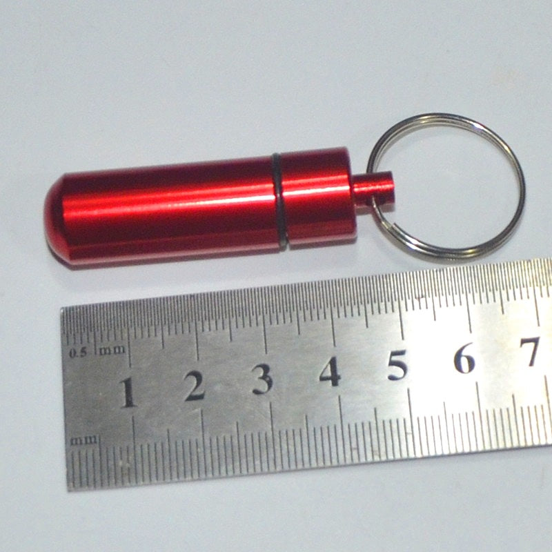 Wholesale Portable Outdoor Waterproof Sealed Aluminum Alloy Pill Bottle Keychain ACC-KC-KaBiao005