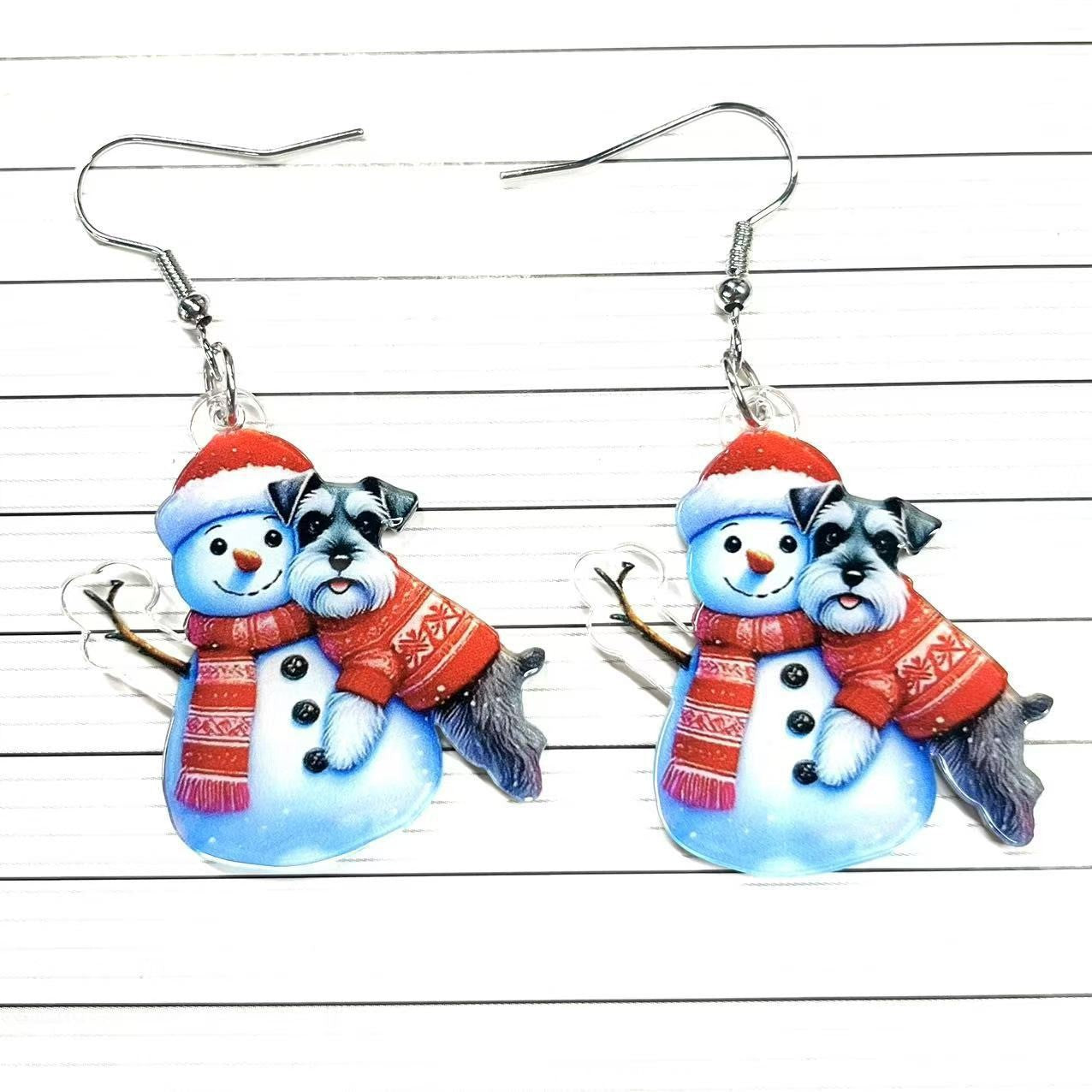 Wholesale Christmas Snowman Winter Sonata Acrylic Earrings