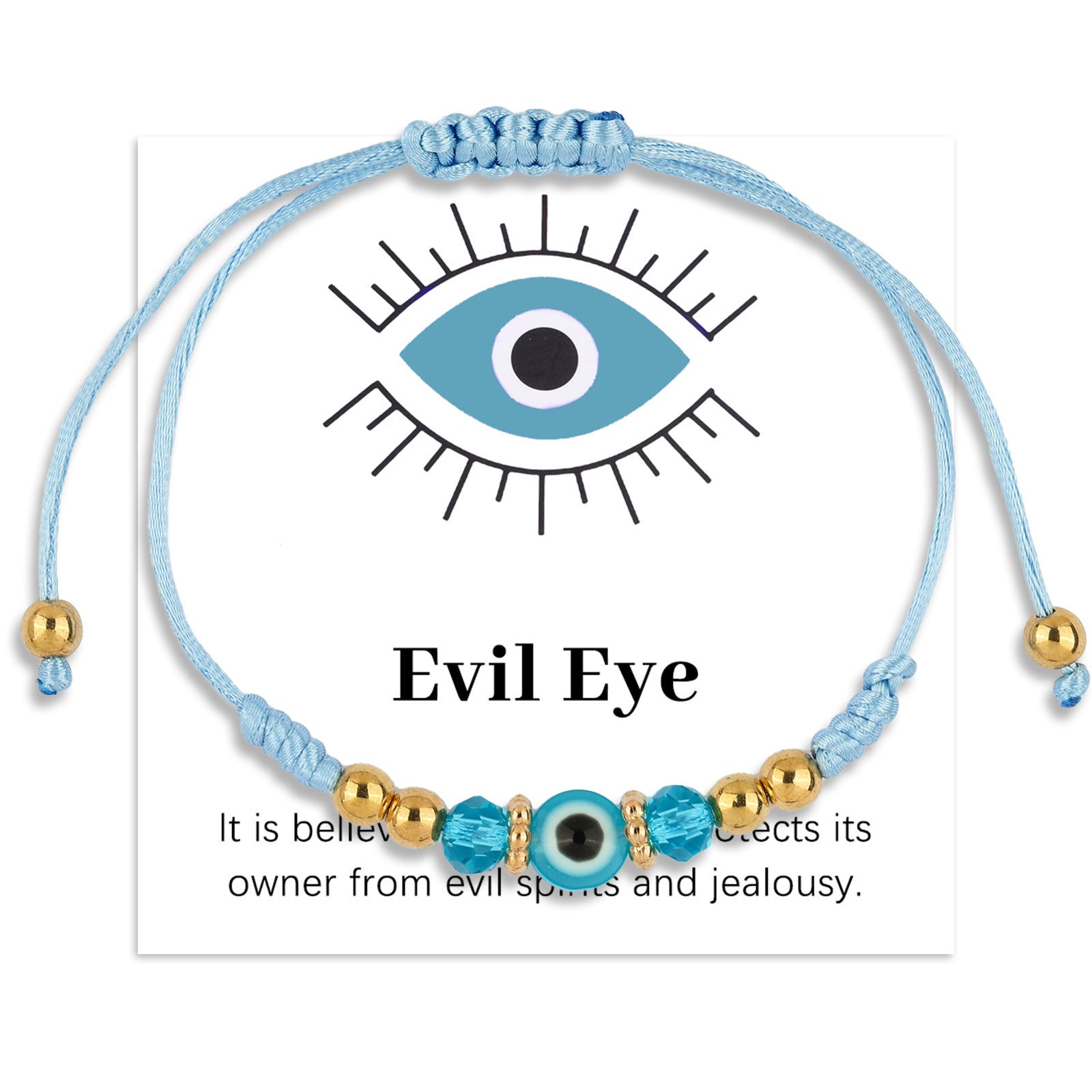 Wholesale Handmade Evil Eye Adjustable Braided Couple Bracelet Dark Blue Geometric Bead Jewelry Accessory Everyday Gift