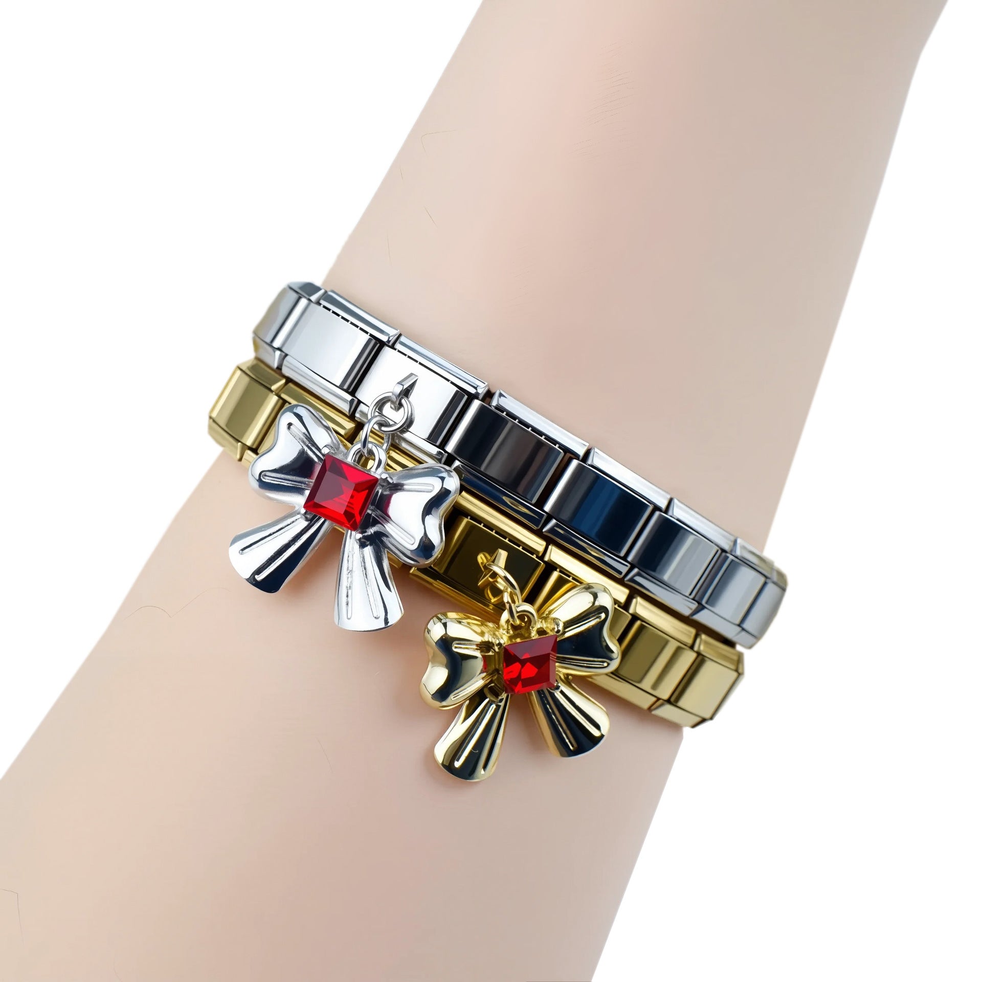 Wholesale 5pcs/pack Makeup &  Accessories Enamel Italian Charms Single Section Creative Stainless Steel Composable Bracelet