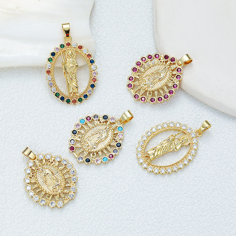 Wholesale Gold Plated Copper Geometric Zircon Pendant Necklace Unisex Fashion Accessory