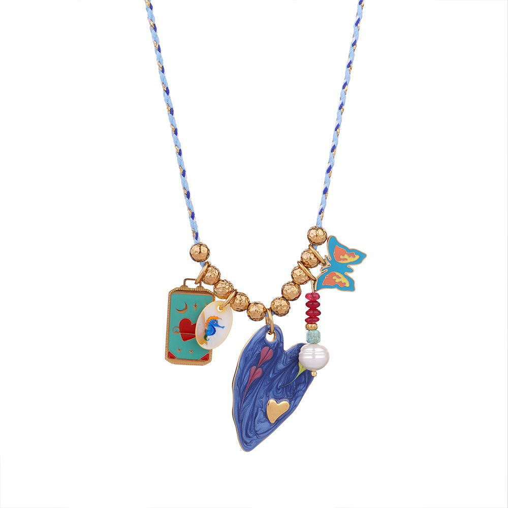 Wholesale Titanium Steel Zircon Cross Love Tarot Necklace