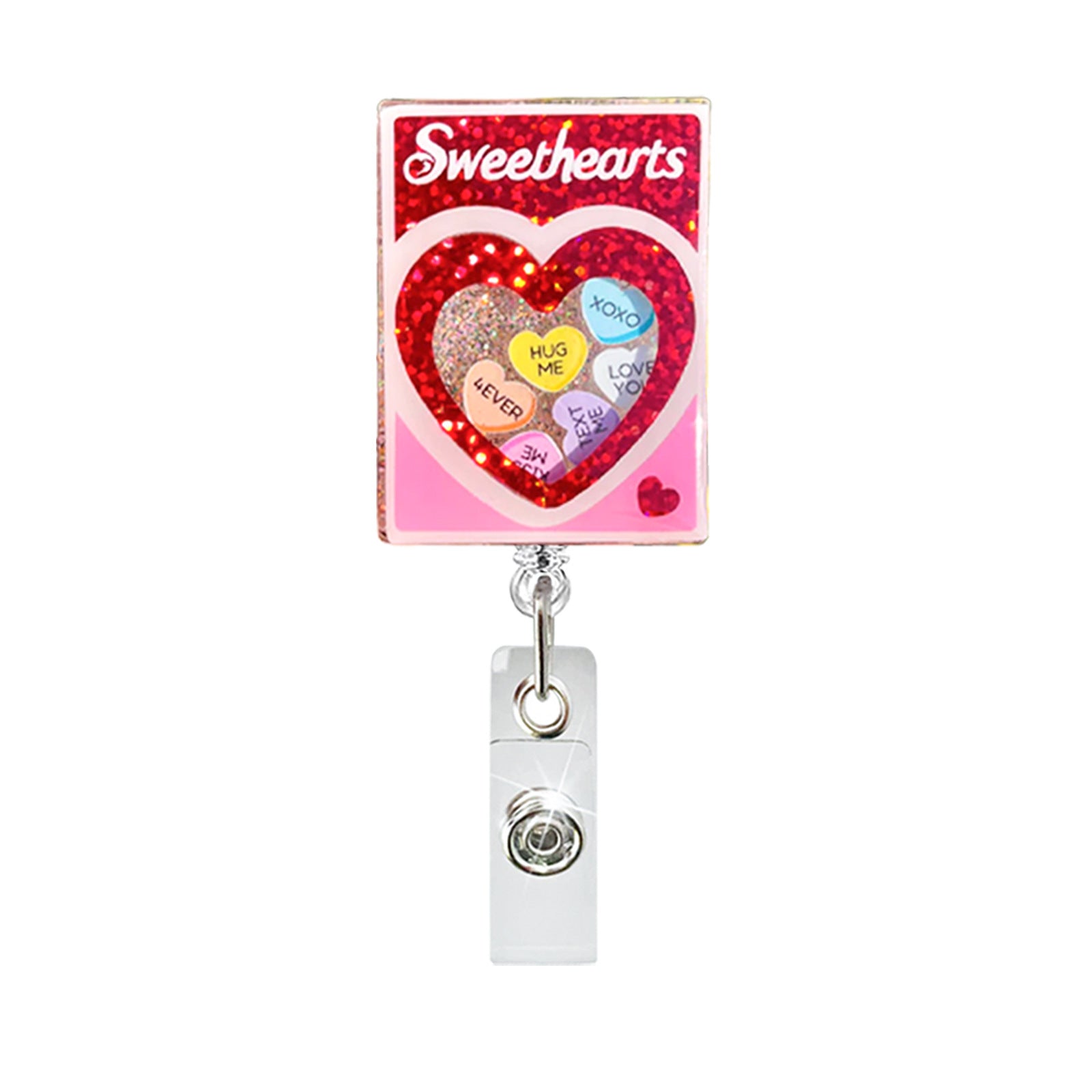 Wholesale Valentine' s Day  love letter heart-shaped acrylic Badge Reels