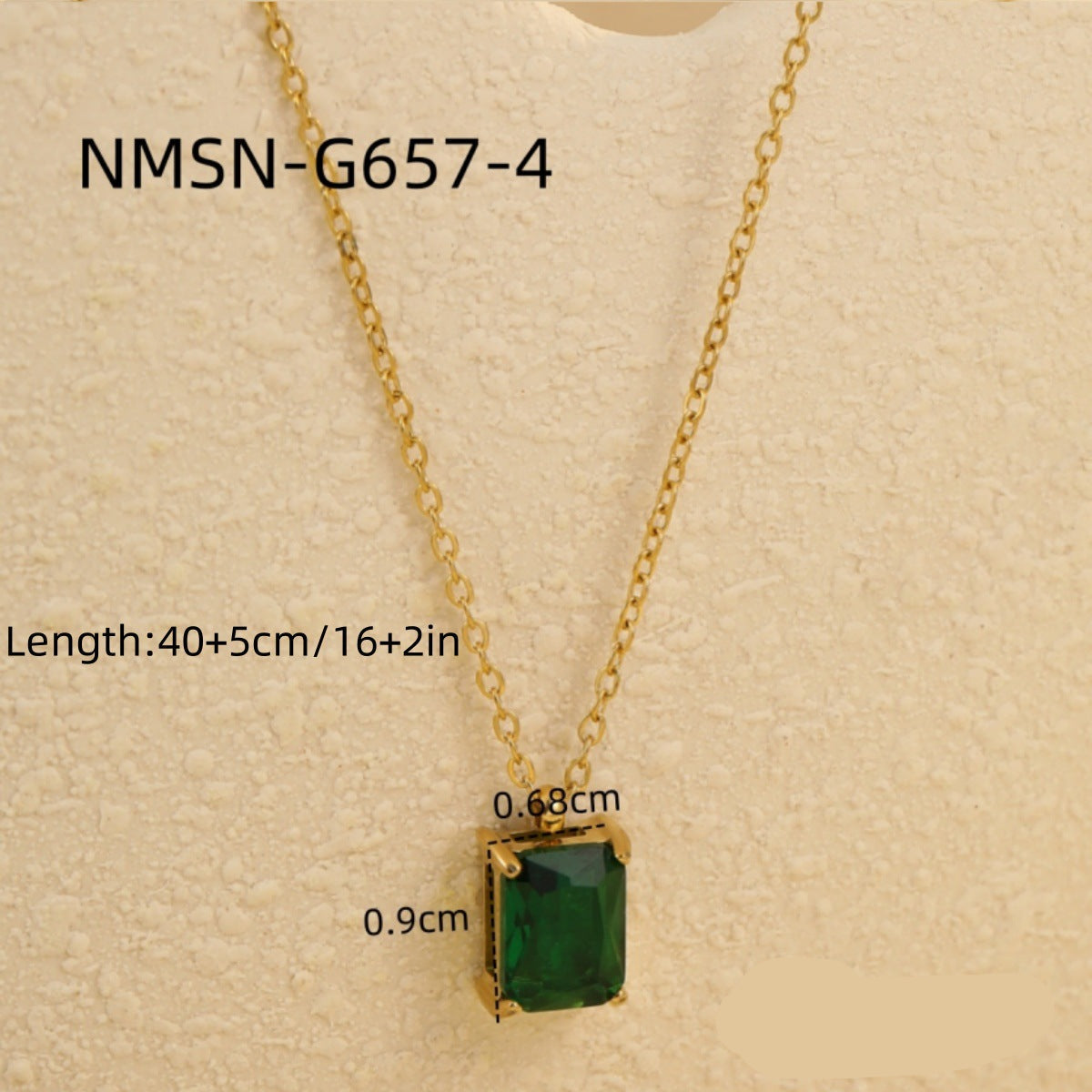 Wholesale Light Luxury  Stainless Steel Necklace Square Zircon Pendant  Clavicle Chain