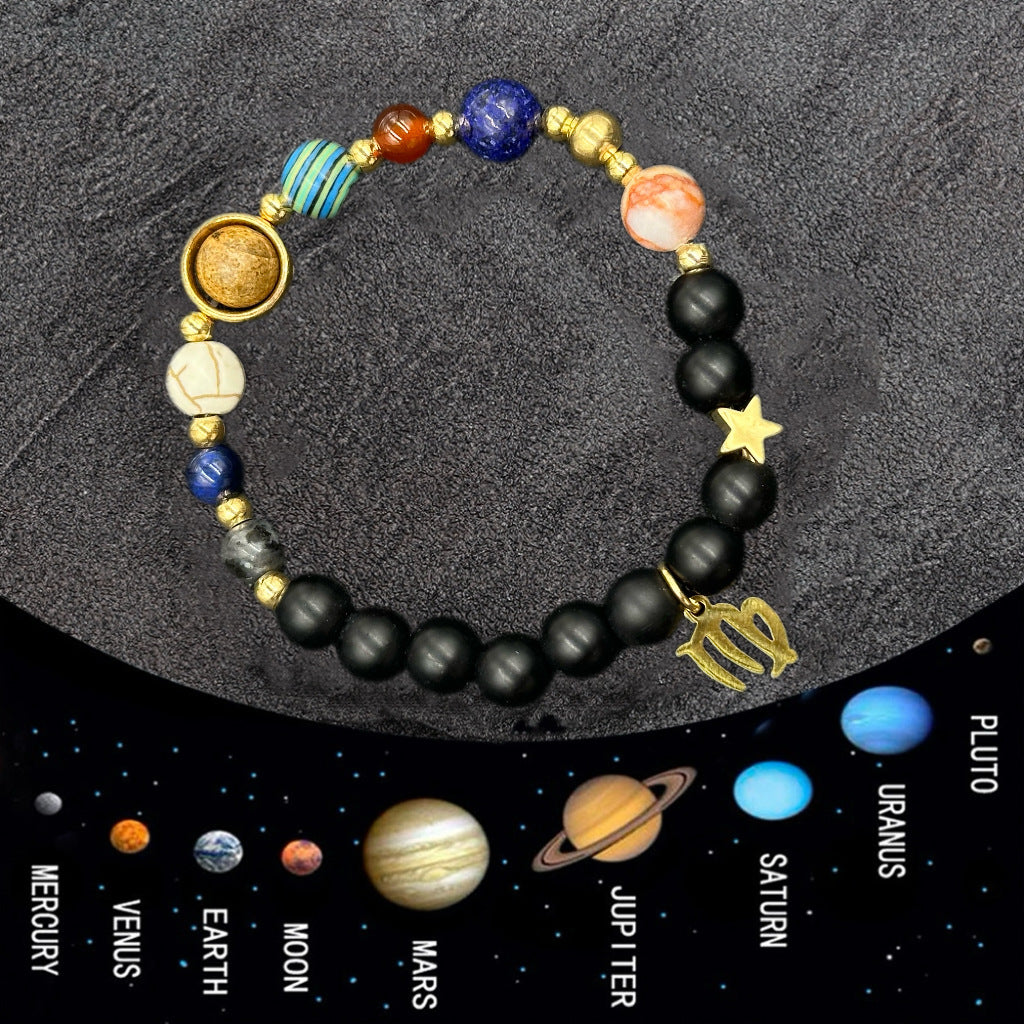 Wholesale Natural stone 12 zodiac sign beaded bracelet