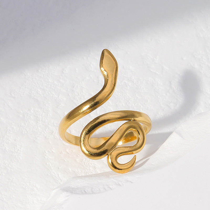 Wholesale Snake Design Adjustable Stainless Steel Ring Unisex Everyday Jewelry Fashion Accessory Gift