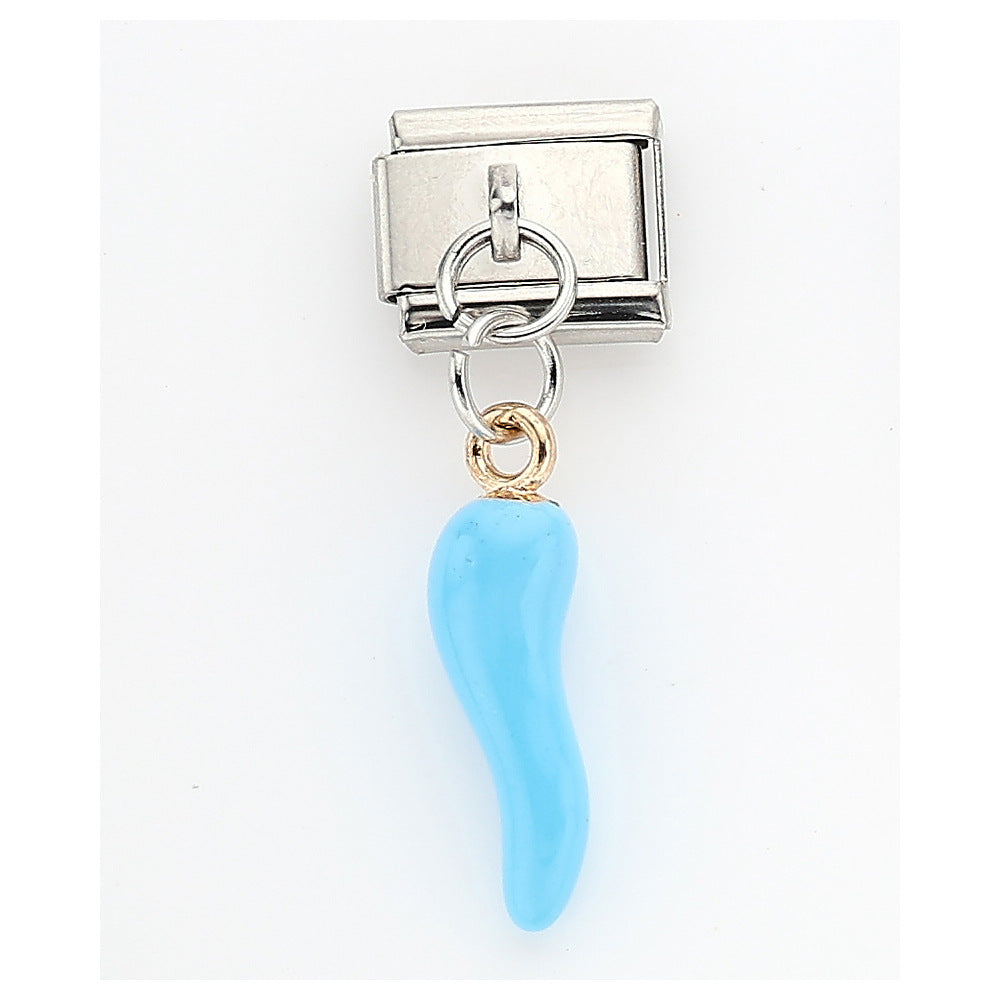 Wholesale 10pcs Italian Charm Bracelet 9mm DIY Splicing Cherry Pepper Flower Pendant Stainless Steel Composable Bracelet