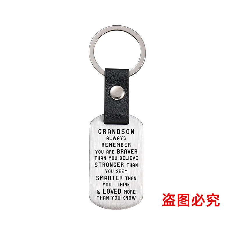 Wholesale Family Gifts Grandchildren Metal Leather Keychains ACC-KC-GangGu025