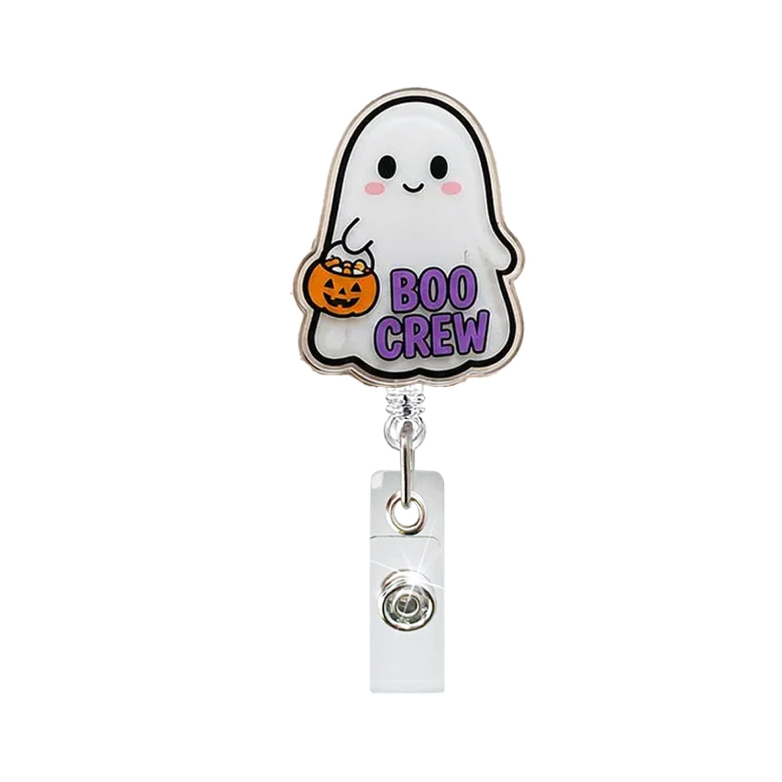 Wholesale  Pumpkin Bat Retractable Badge Reel - Cute Acrylic ID Holder Decorative Office Gift Accessory