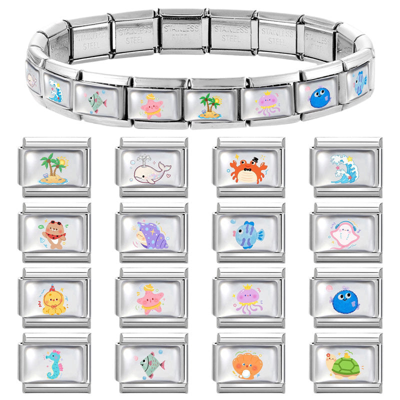 Wholesale Ocean Style Stainless Steel Modular Bracelet Fresh Simple DIY Jewelry Accessory