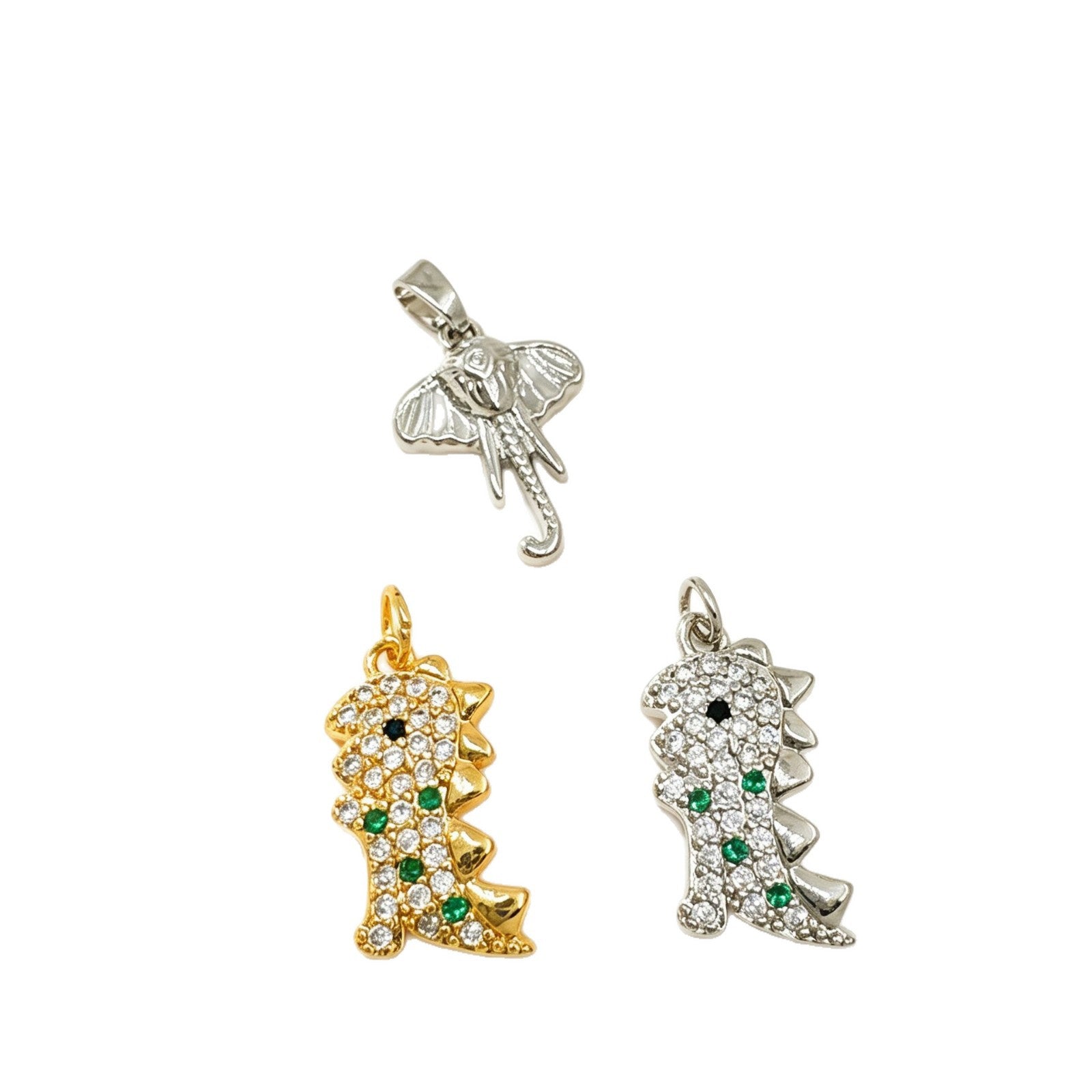 Wholesale Copper Gold-Plated Pendant Necklace Elephant Cat Dinosaur Animal Design for Women