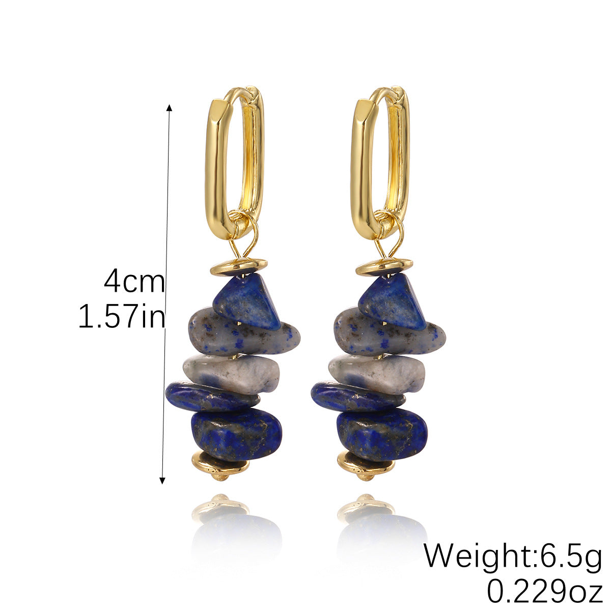 Wholesale Natural Gravel Earrings Bohemian Beach Style Niche Design Personalized Earrings Jewelry