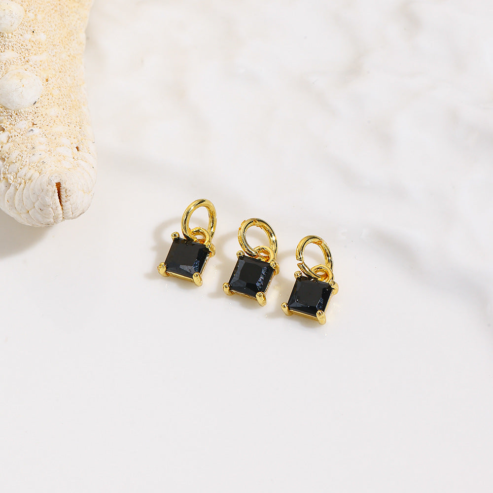 Wholesale Geometric square colored zircon small pendant