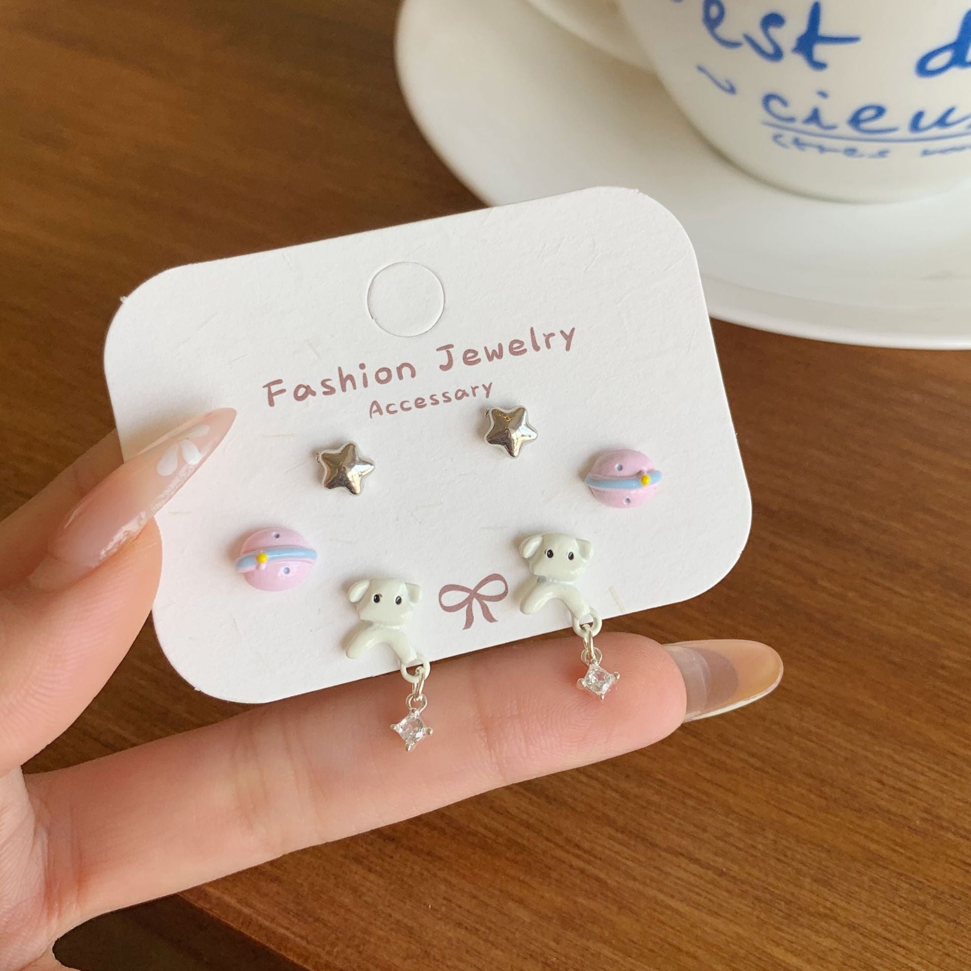 Wholesale Childlike and Cute Puppy Earrings with Tassels Silver Needles Earrings