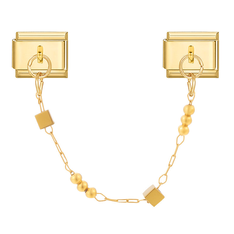 Wholesale Italian Charm Bracelet 9mm DIY Splicing Gold Double Pendant Stainless Steel Composable Bracelet