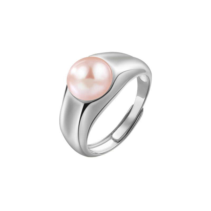 Wholesale  S925 Sterling Silver Pearl Ring  Luxury Adjustable  Ring