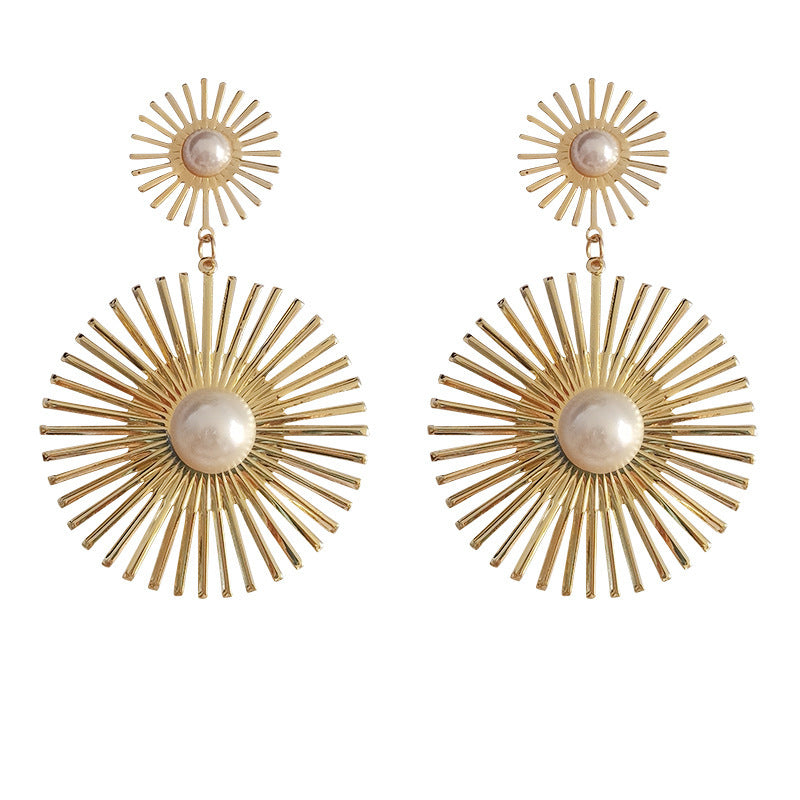 Wholesale Geometric Circle Metal  Fashion Personality Exaggerated Large Earrings