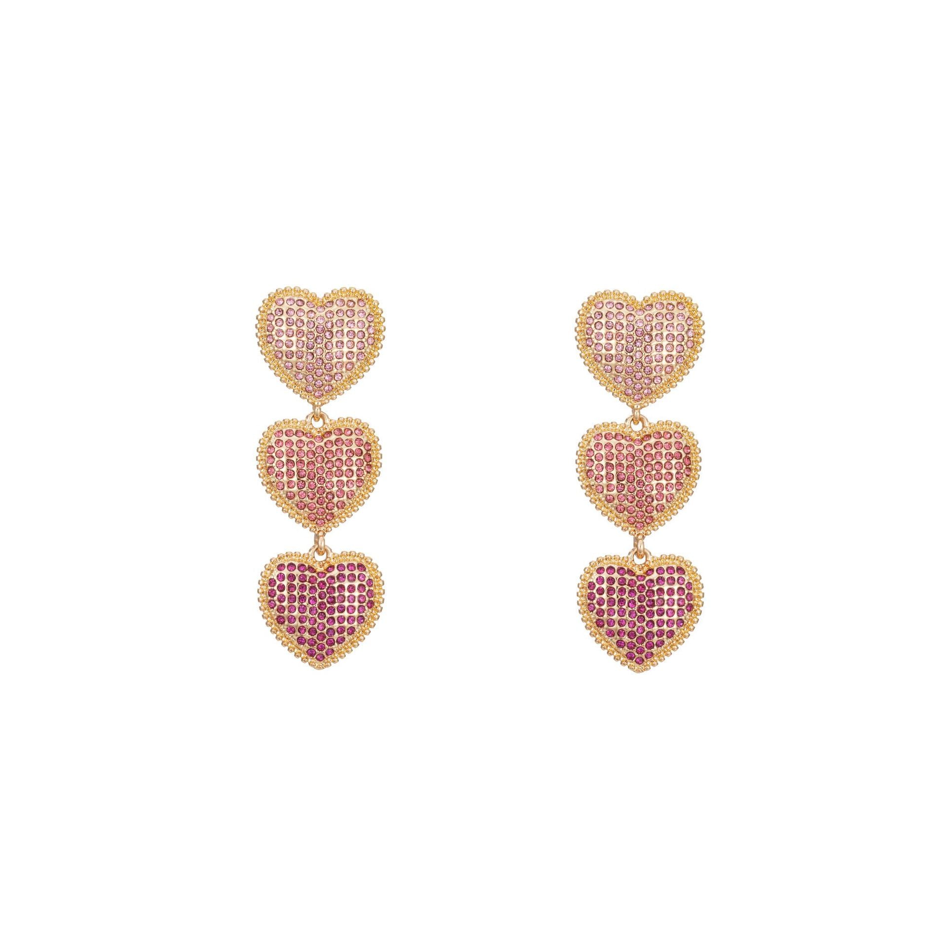Wholesale  Pink Gradient Love Diamond Earrings