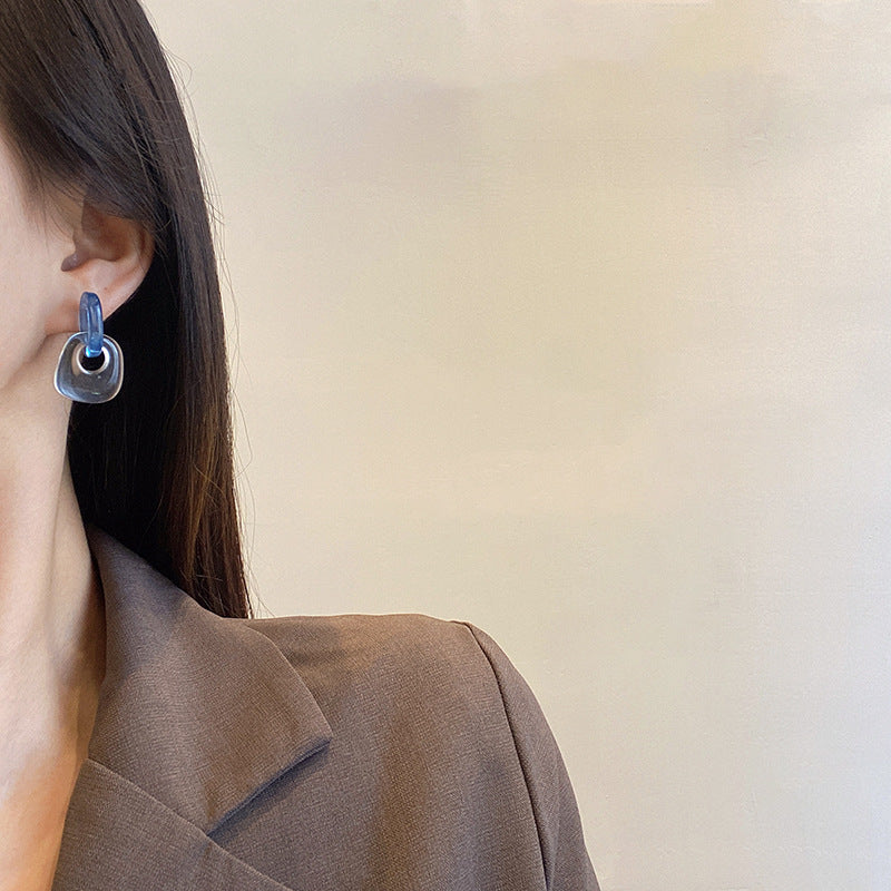 Wholesale Blue Acrylic Transparent Geometric Earrings