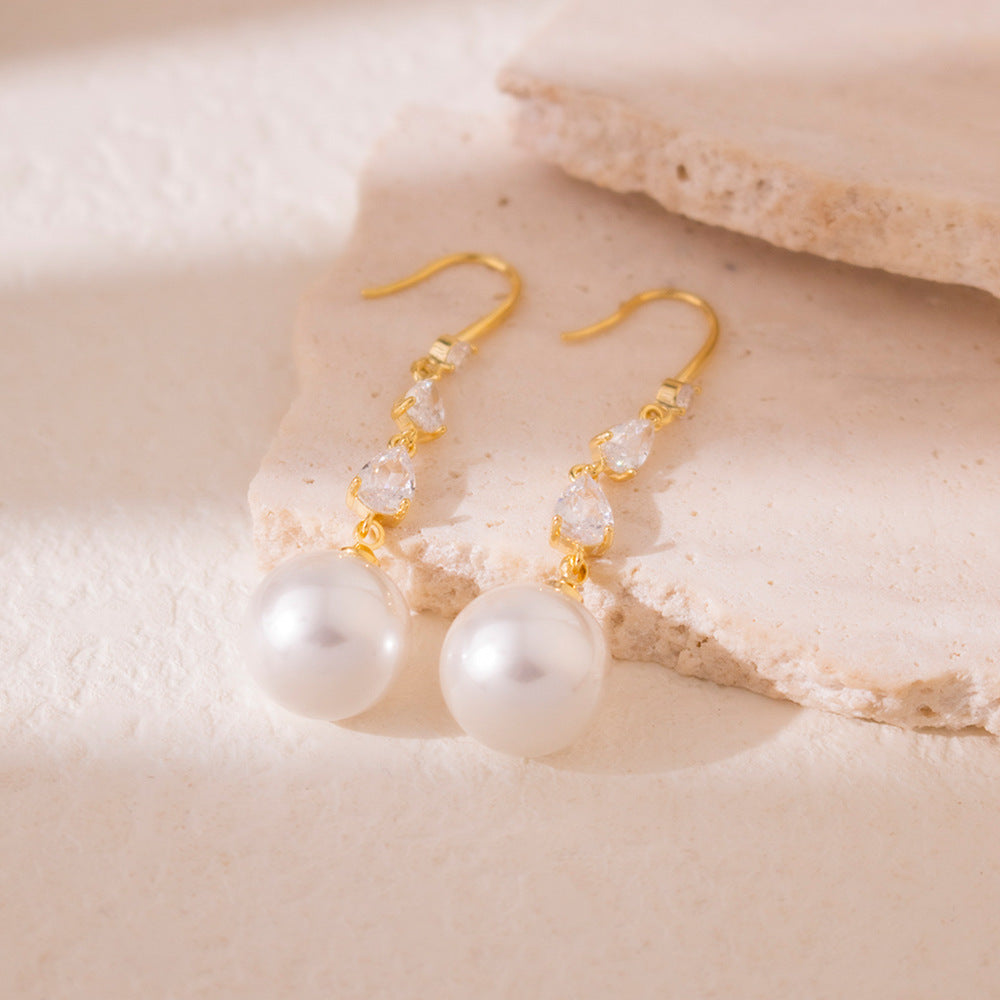 Wholesale Zirconia Pearl Tassel Ear Hooks