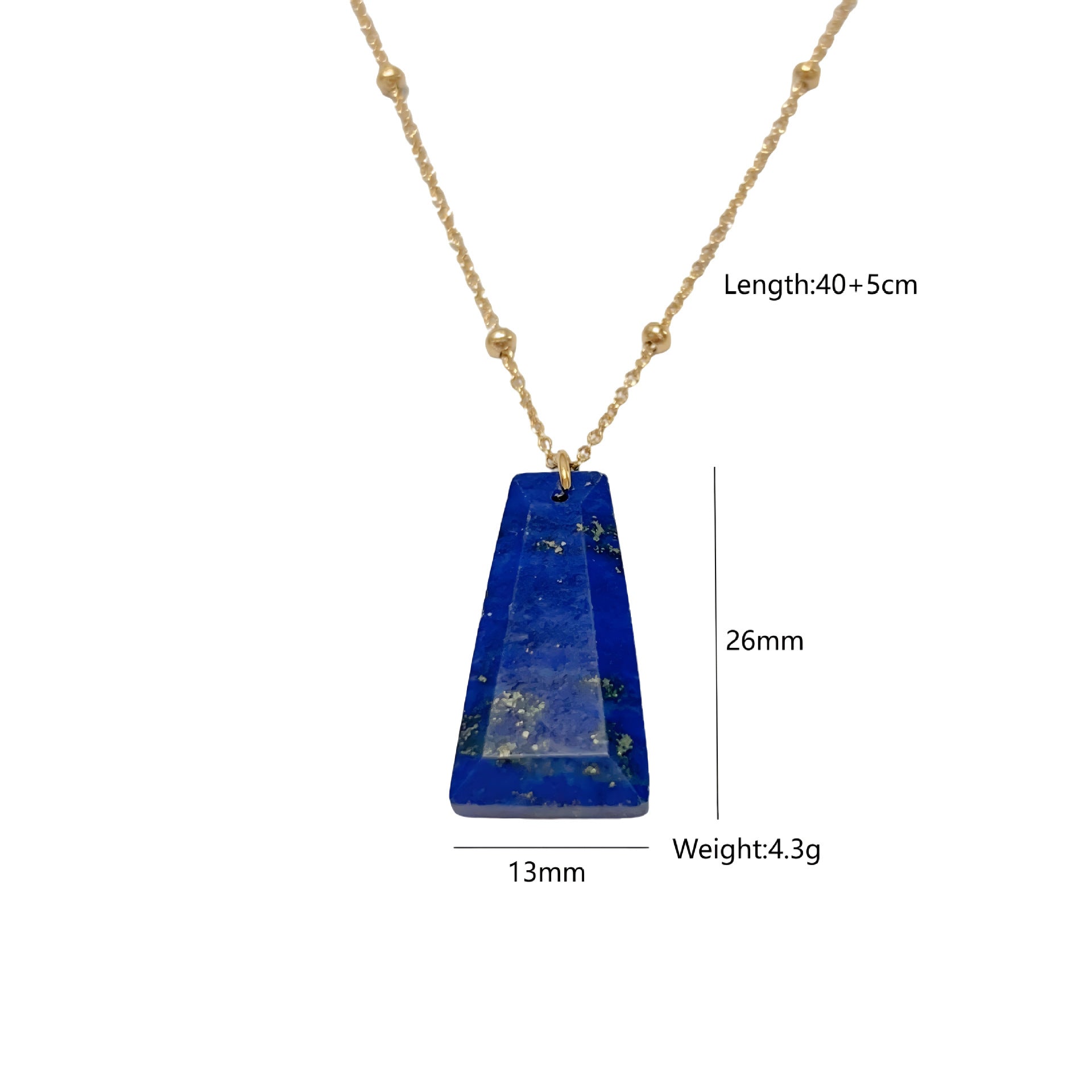 Wholesale Stainless steel natural stone cut trapezoidal geometric pendant necklace