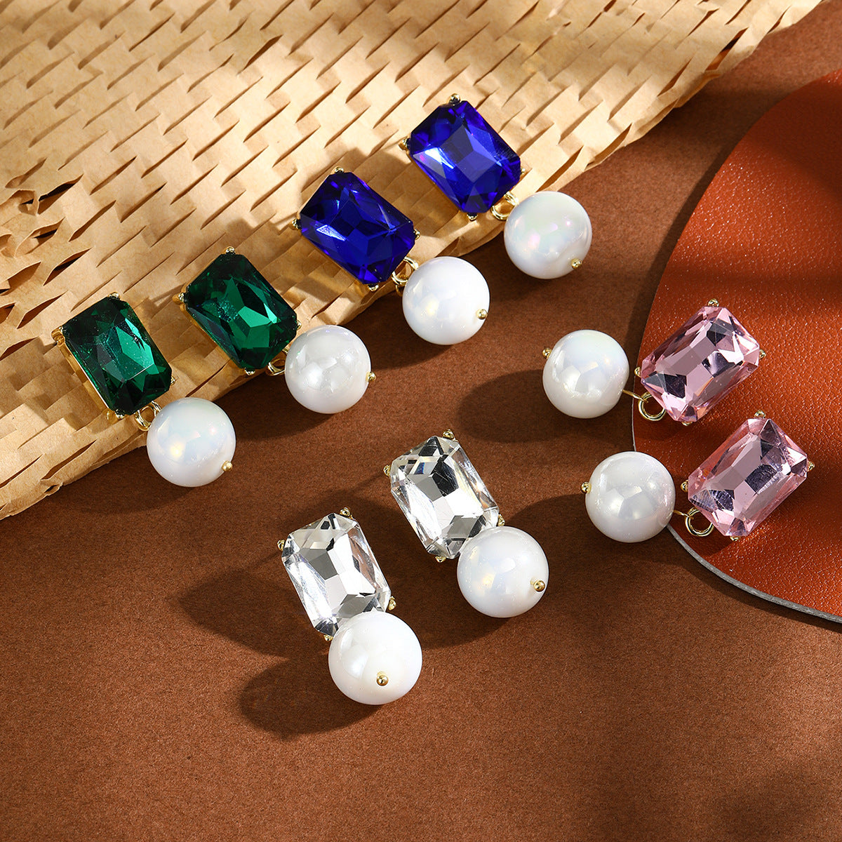 Wholesale colorful pearl pendant exaggerated exquisite earrings