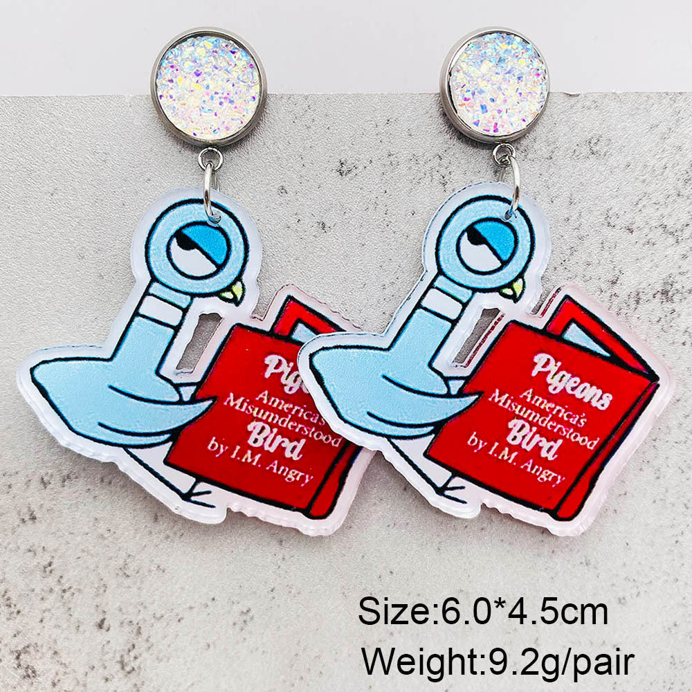 Wholesale  cartoon animal earrings  Dog elephant reading acrylic earrings