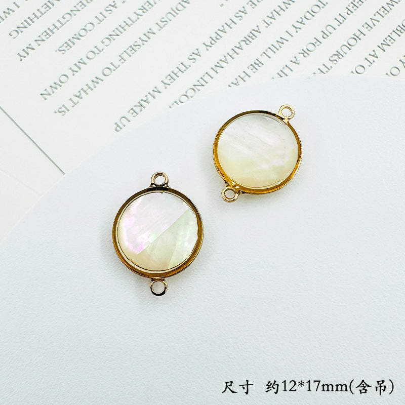 Wholesale Trendy Geometric Shell Pendant Copper Electroplated DIY Jewelry Accessory For Layering Necklaces Boutique Resale