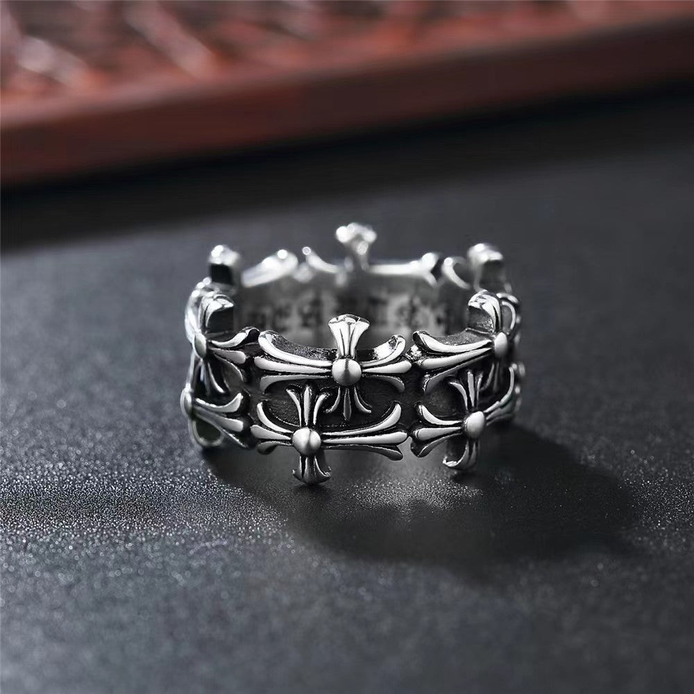 Wholesale Trendy Double Cross Couple Ring Adjustable Retro Color Zinc Alloy Fashion Accessory