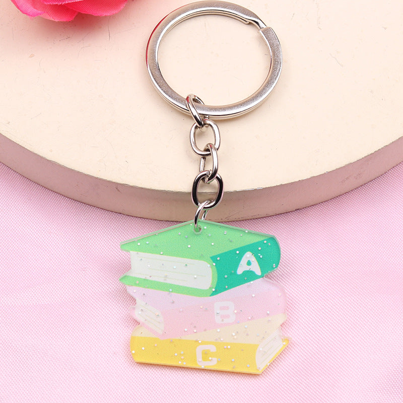Wholesale Teacher's Day Cartoon Rainbow Blackboard Acrylic Keychain ACC-KC-DA007