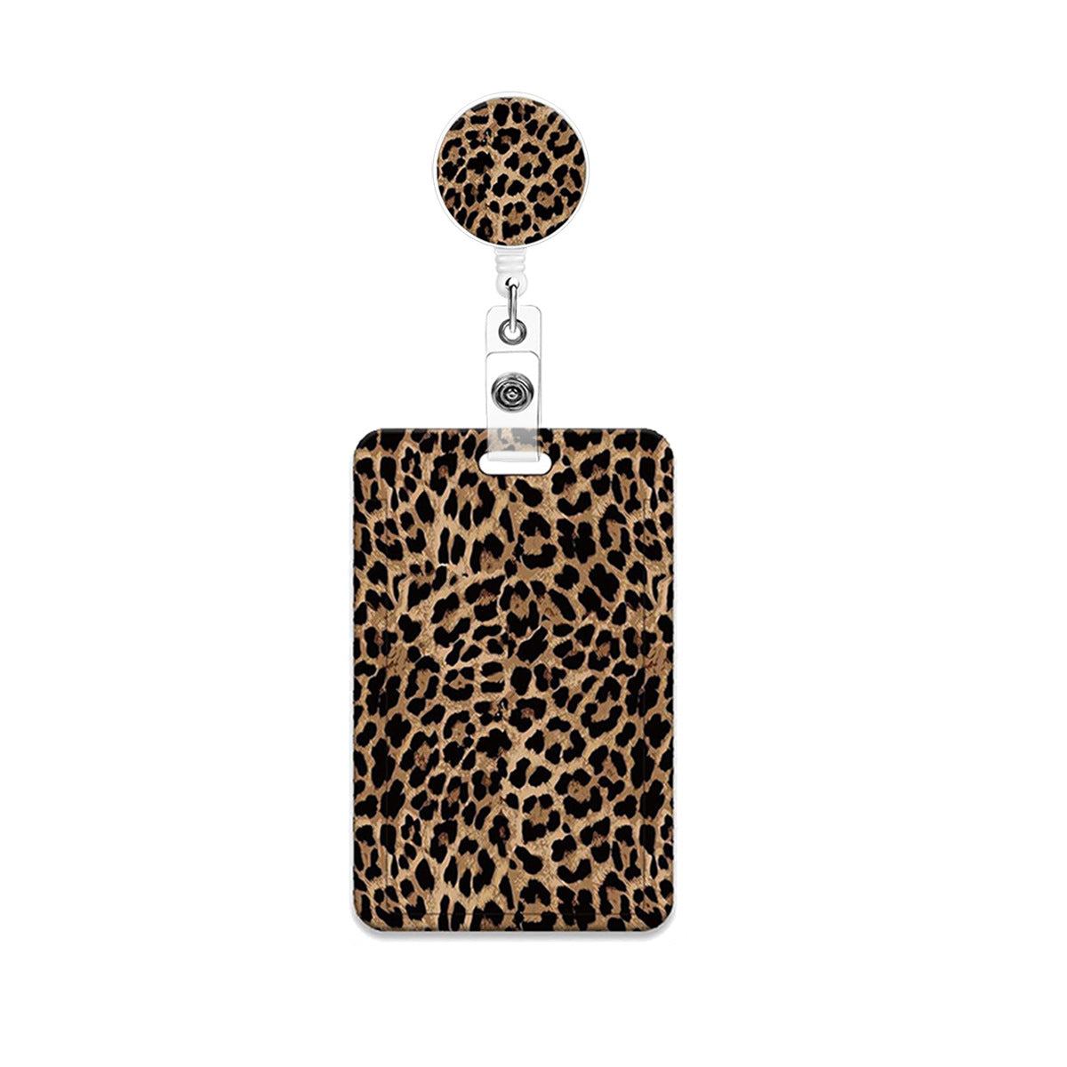 Wholesale retractable easy-pull buckle UV printing leopard print Badge Reels