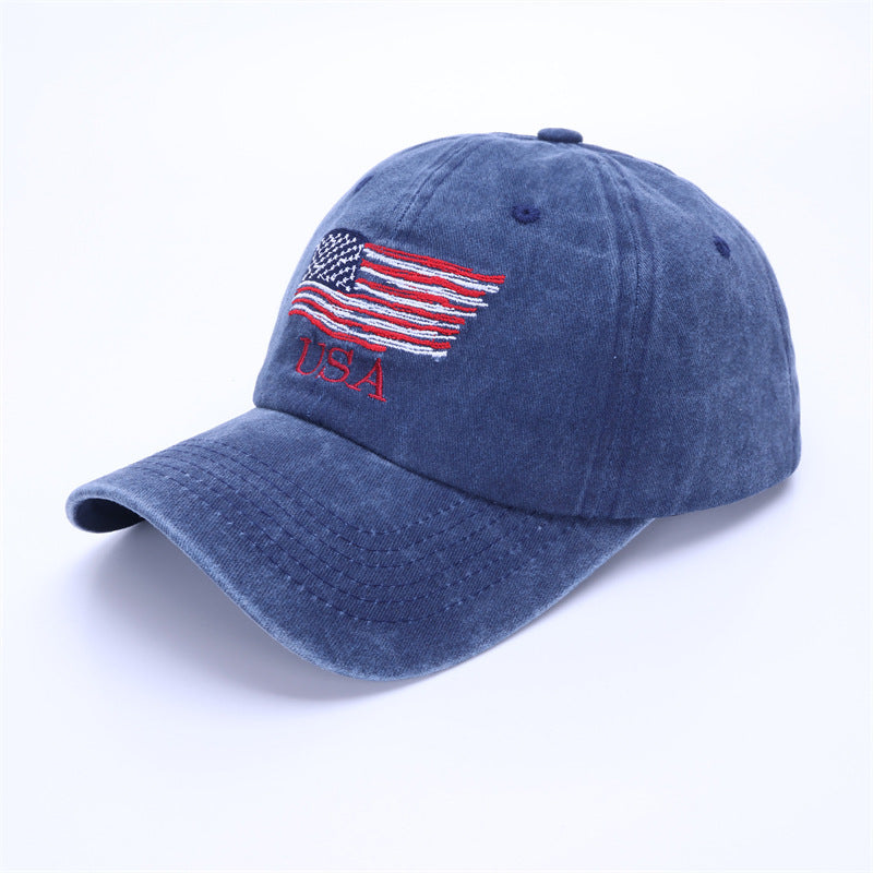 Wholesale  American Flag Embroidered Cap Vintage Independence Day Embroidered Baseball Cap