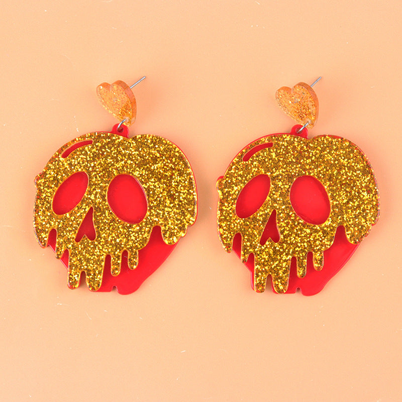 Wholesale Trendy Acrylic  Earrings with Skull Pumpkin Design - Jewelry Accessory for Party Wear and Gift