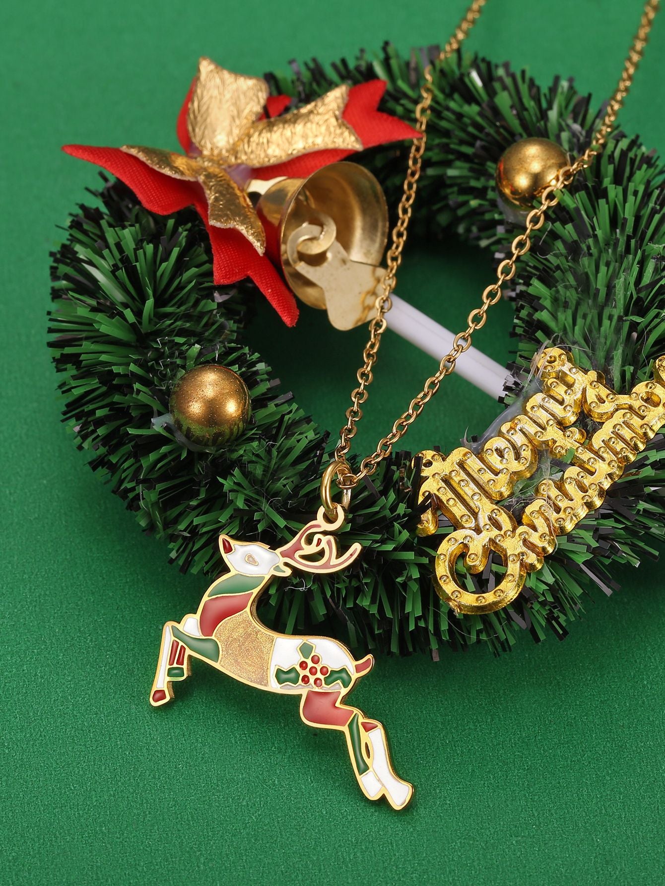 Wholesale Christmas cartoon oil dripping colorful elk necklace