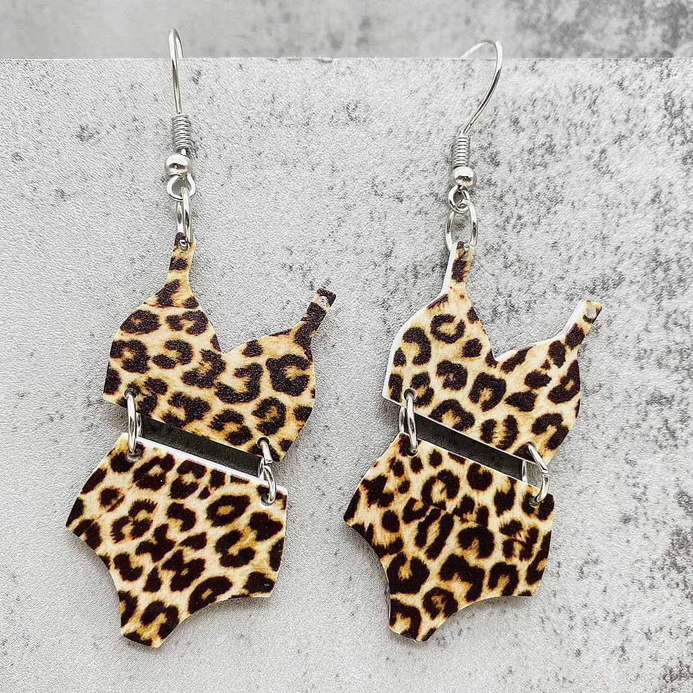 Wholesale Leopard Print Swimsuit Acrylic Earrings ACC-ES-CY019
