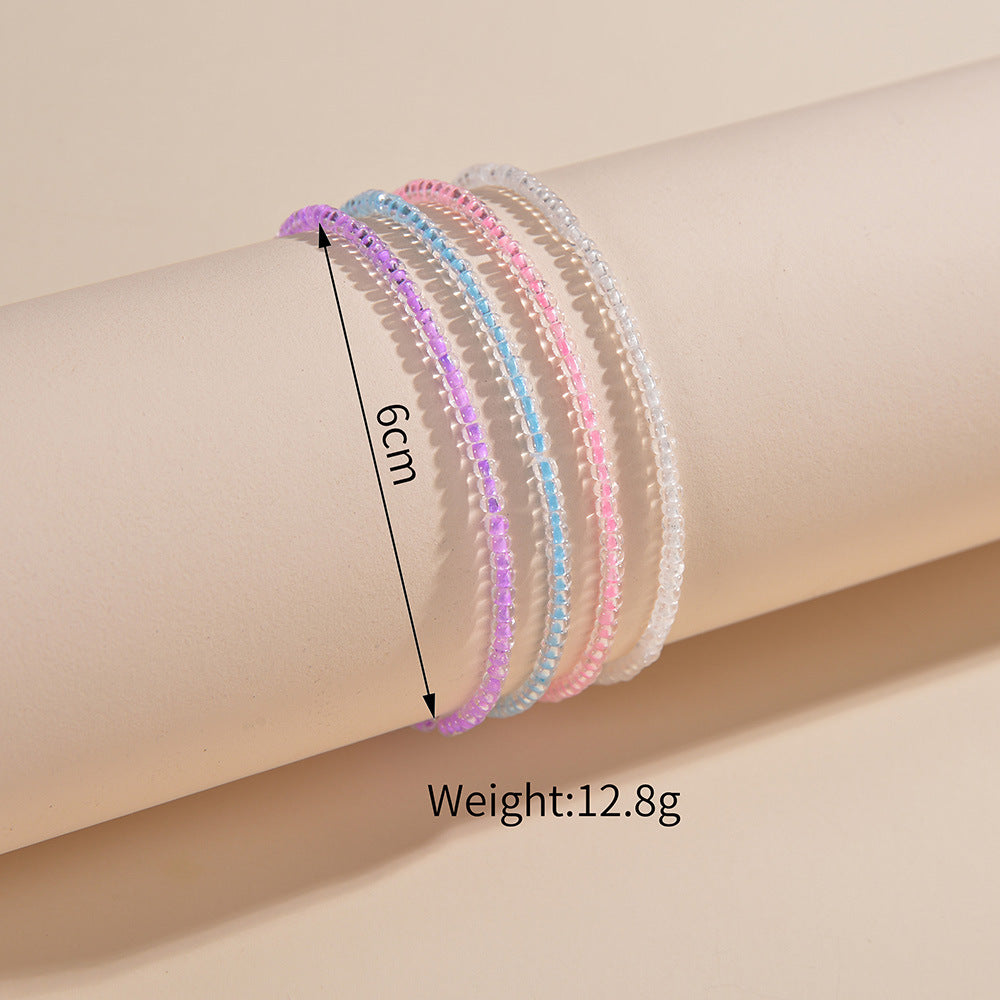 Wholesale Luminous Random Color Acrylic Beads Stretch Women's Foot Chain