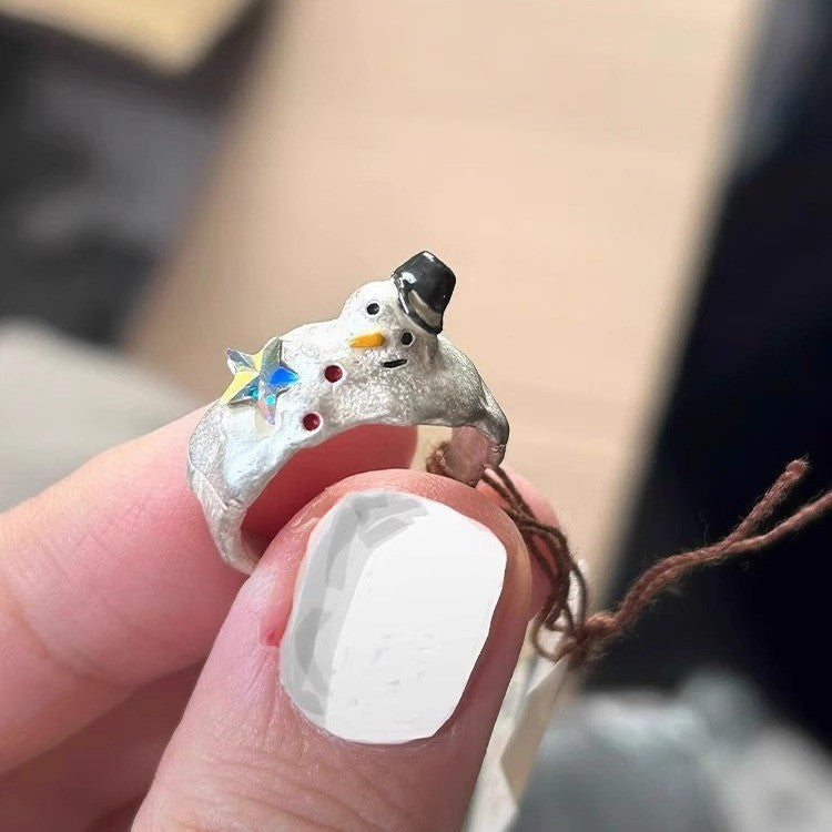 Wholesale Cute Snowman Finger Ring Fashion Personalized Christmas Ring