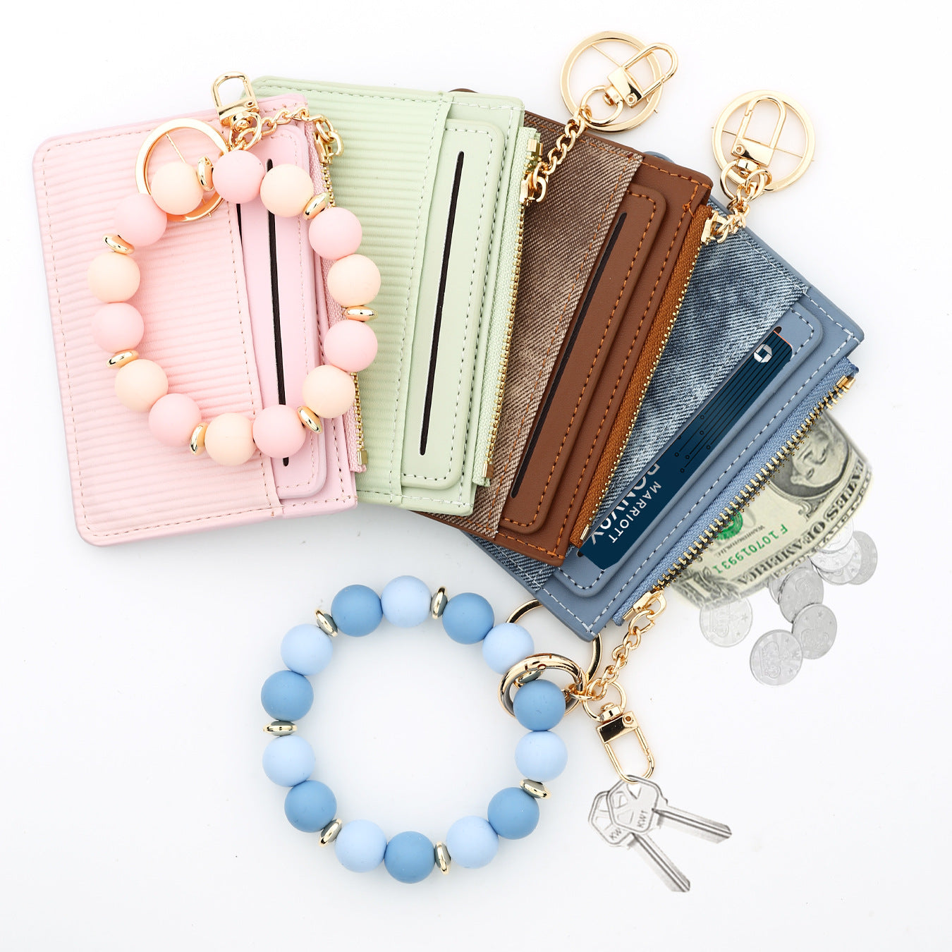 Wholesale Small Wallet Card Case Bank Wristlet Keychain