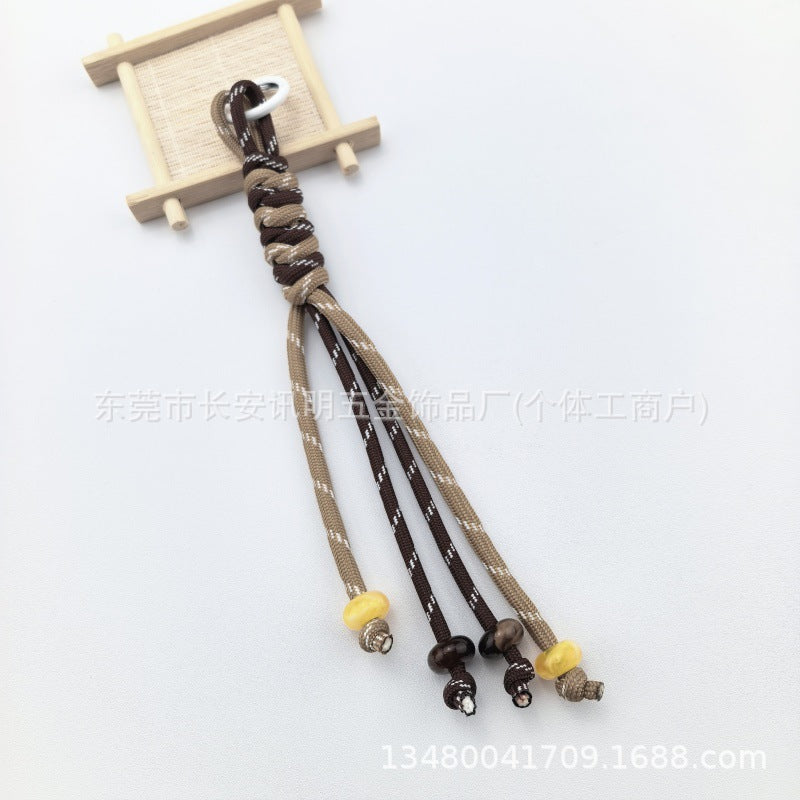 Wholesale Trendy Hand Knitted Contrast Color Keychain Lanyard Polyester Car Key Accessory