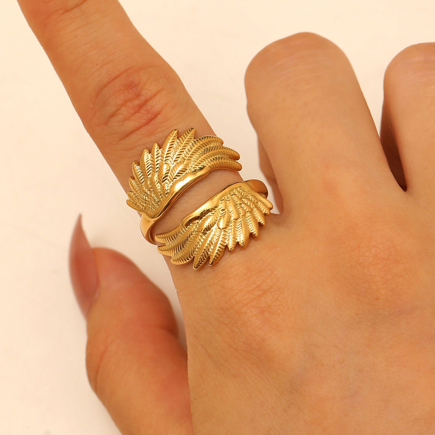 Wholesale stainless steel winged bird and peace dove open ring