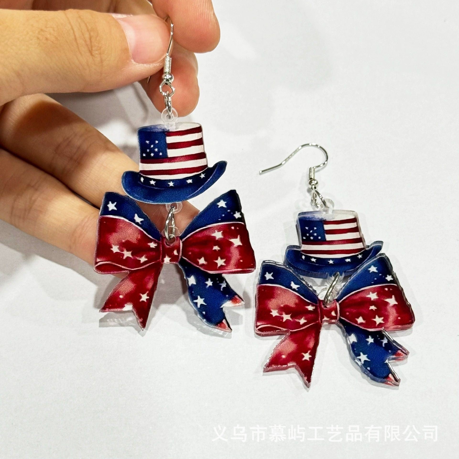 Wholesale American flag hat boots acrylic earrings