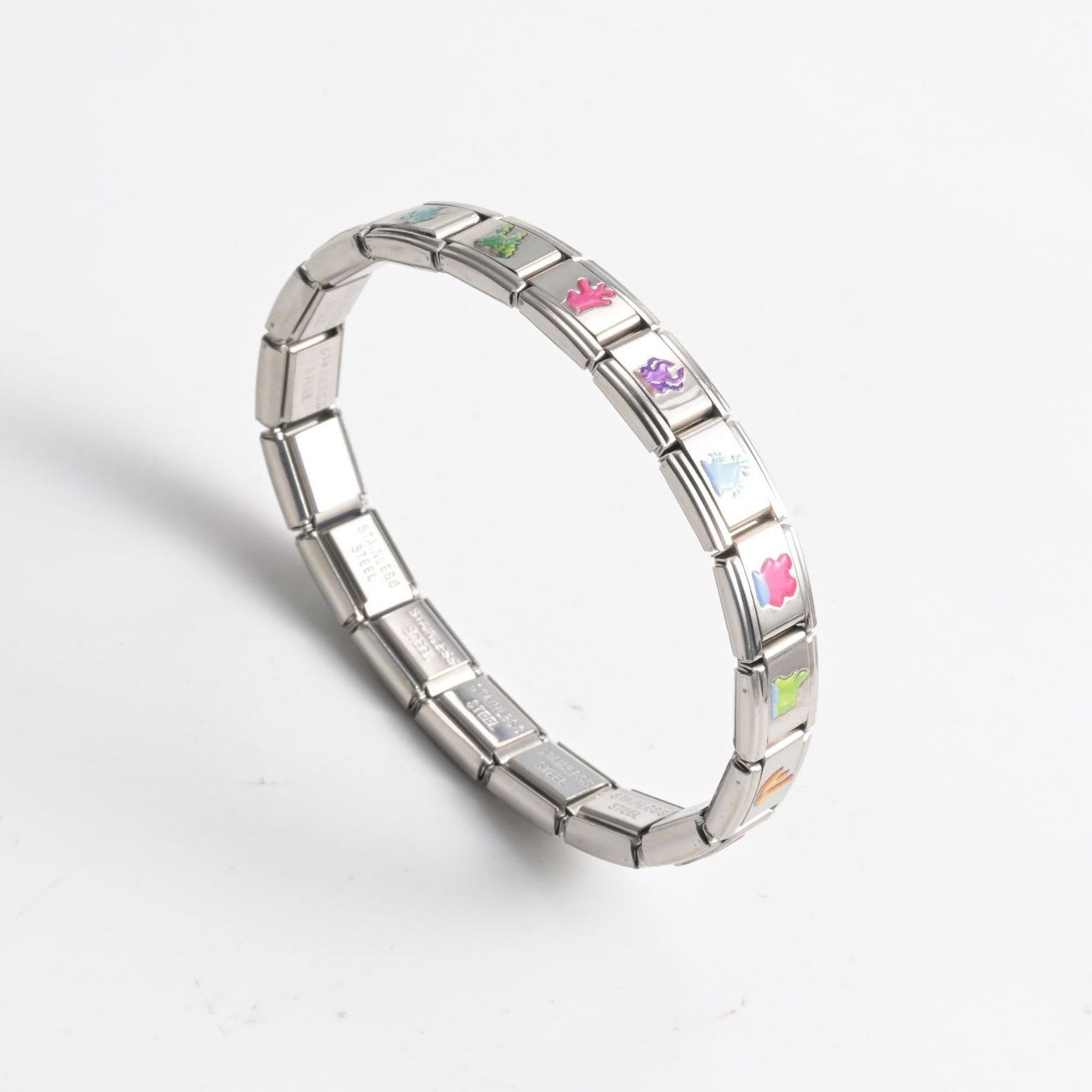 Wholesale Stainless Steel Modular Bracelet with UV Printed Pattern,  DIY Fashion Accessory for Everyday Wear