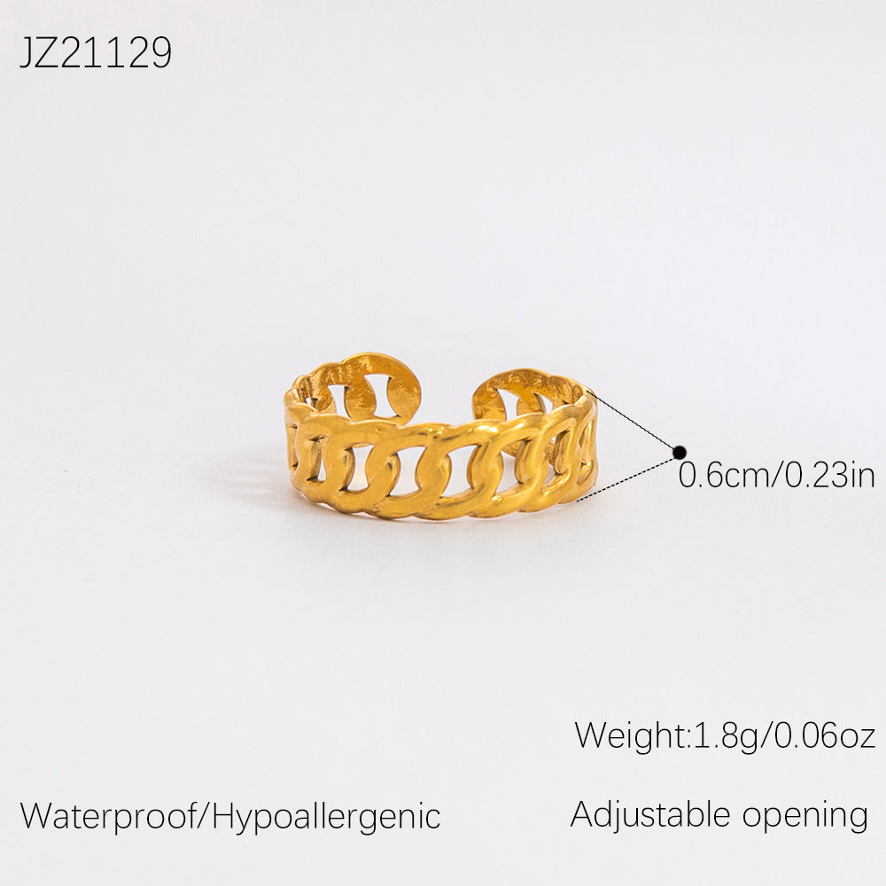 Wholesale Stainless Steel Irregular Wheat Ear Flower Opening 18K Gold Plated Rings ACC-RS-YuHui003