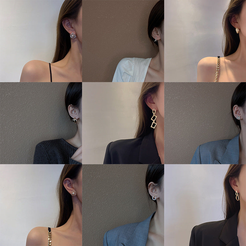 Wholesale Retro Metal Earrings Geometric Versatile Earrings ACC-ES-Mengf003