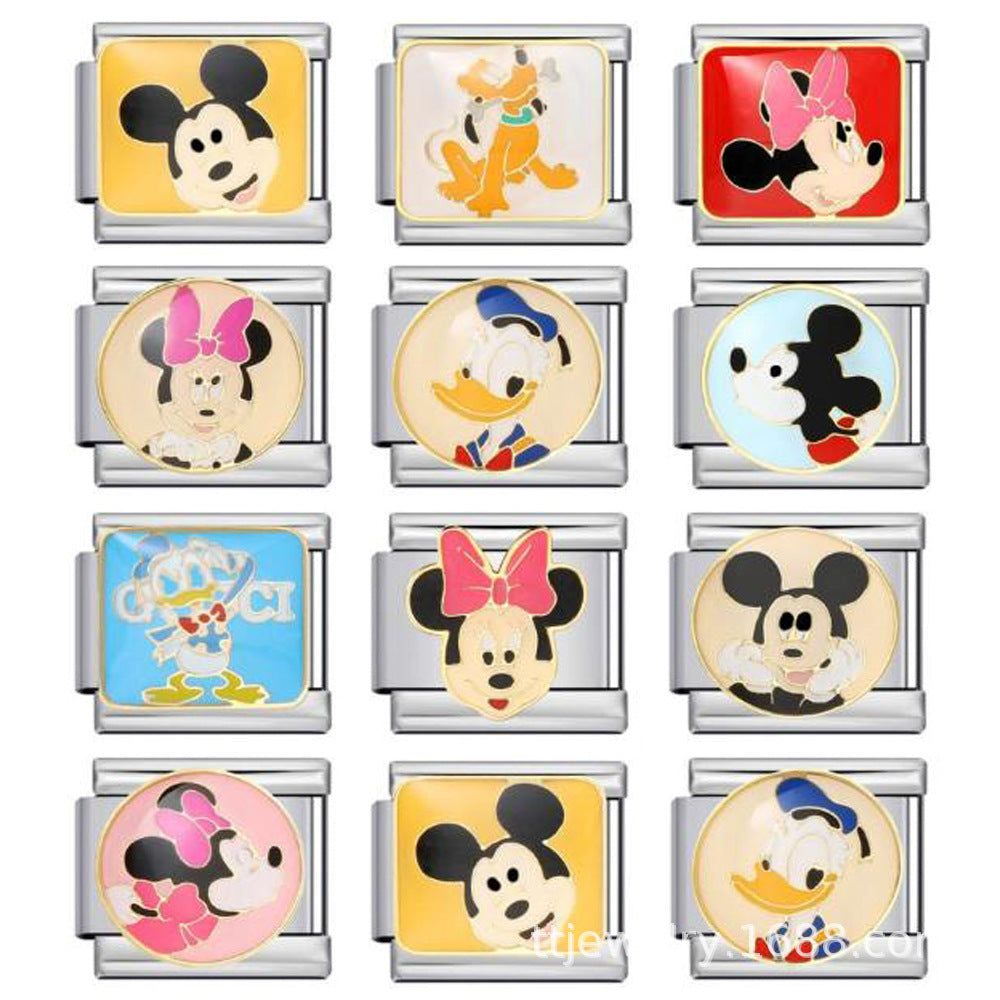 Wholesale 9mm Italian Charm Starter Bracelets DIY square Single Section Creative Stainless Steel Composable Bracelet