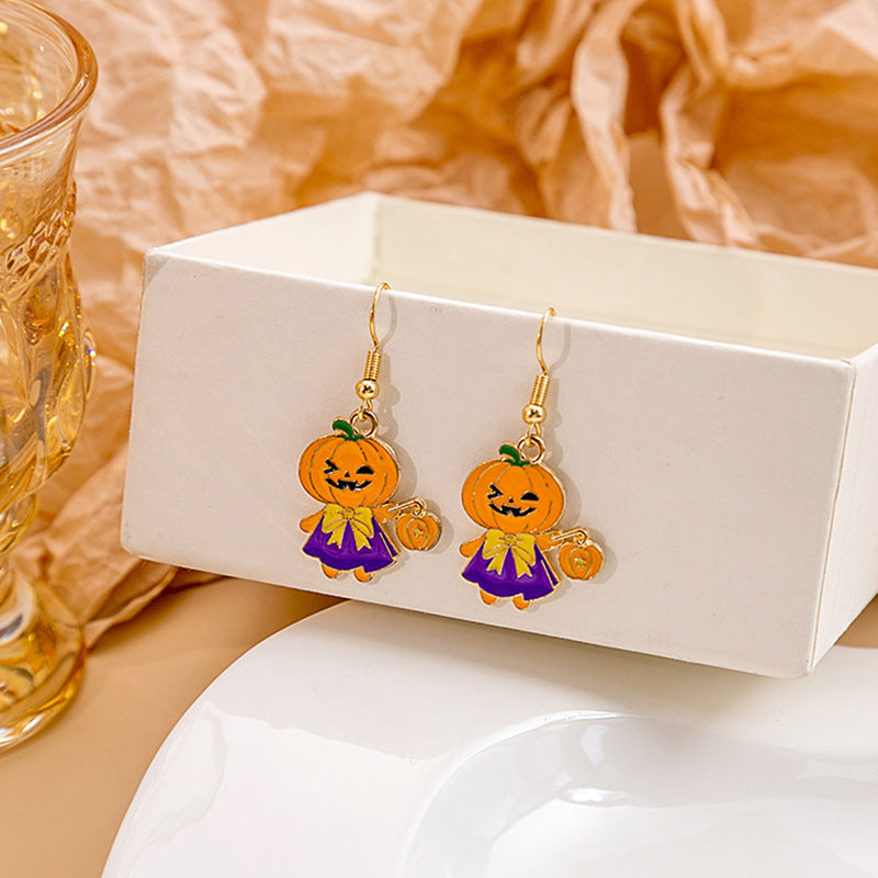 Wholesale Halloween Bat Pumpkin Alloy Earrings ACC-ES-MDD024